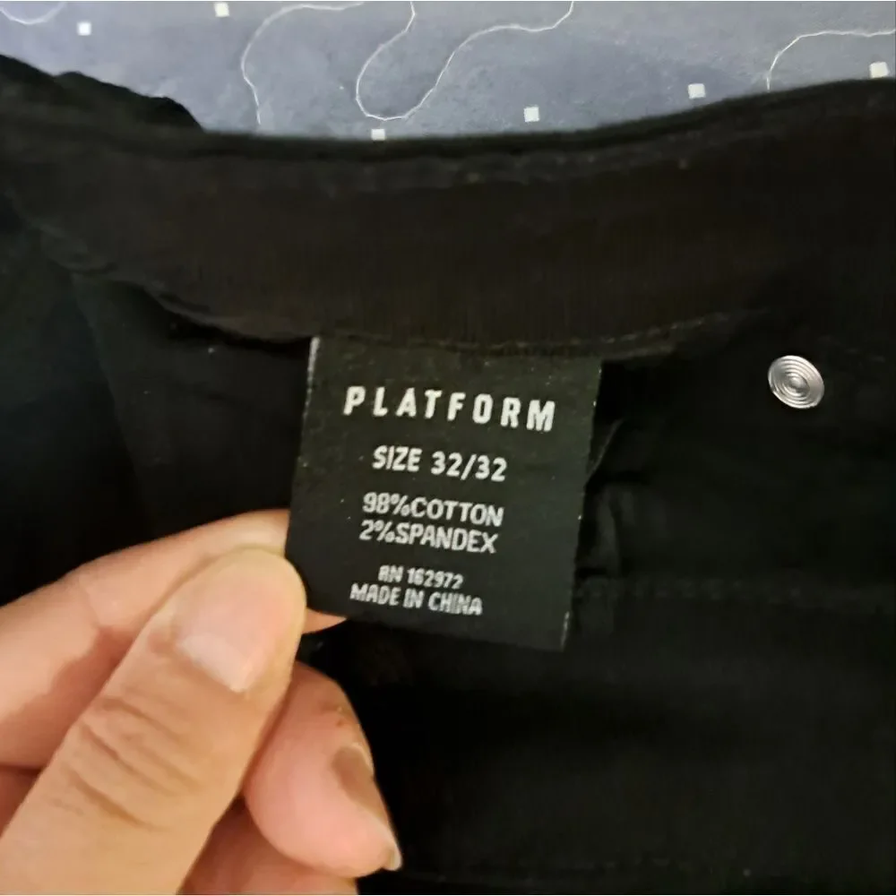 Platform black distressed pants size 32 waist